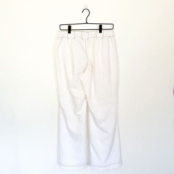 Soft Surroundings white lightweight cotton high rise exposed button fly flare pa - Picture 2 of 4